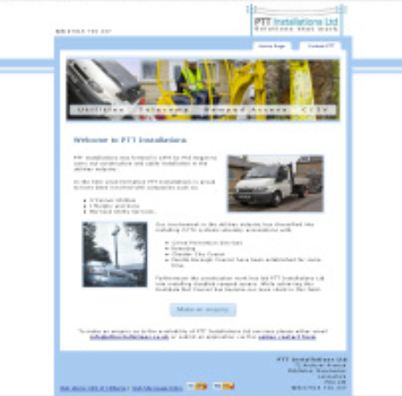 Image snapshot of PTT Installations Limited Web site, published in 2007.